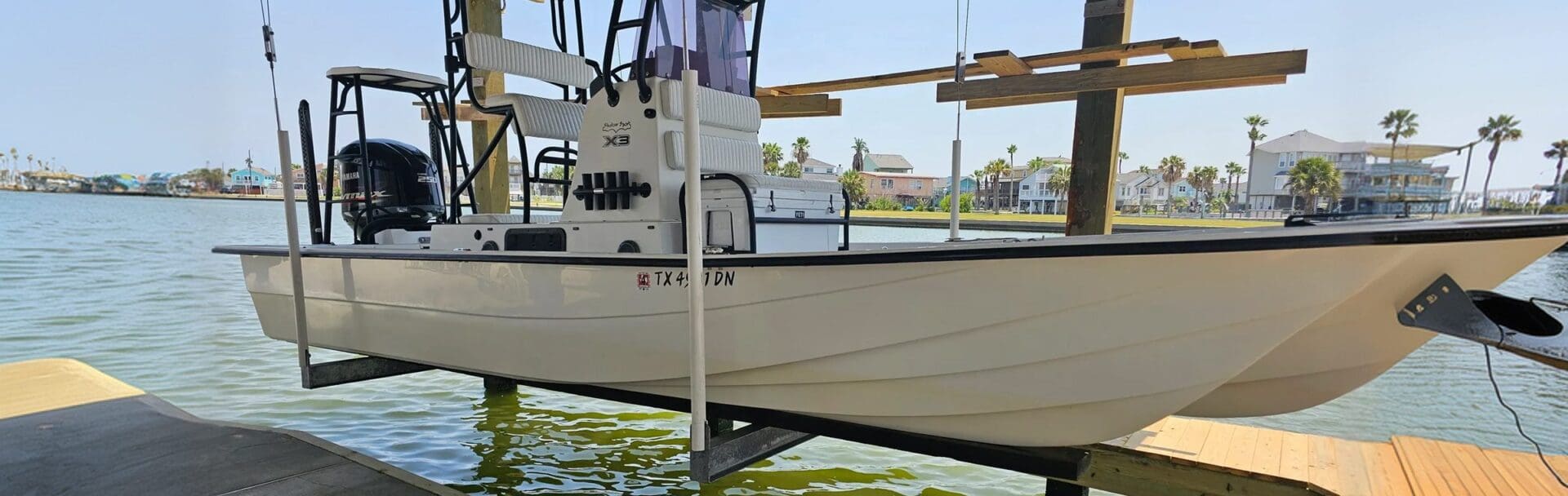 Boat on lift over water